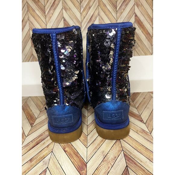 UGG Classic Short Sequin Winter Boots with Plush Wool Lining Blue Women's Size 7 - Picture 12 of 13